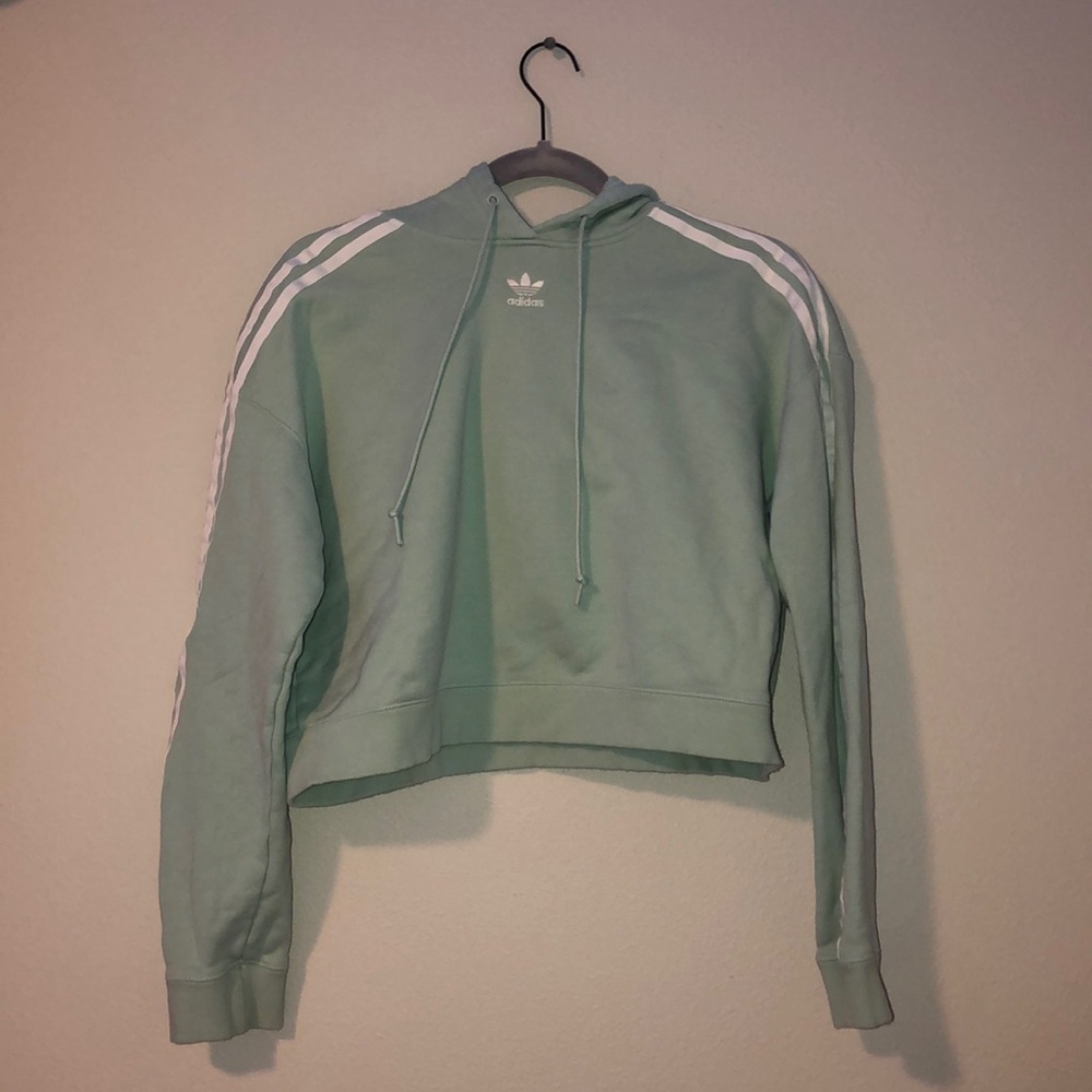 Adidas cropped mint green hoodie